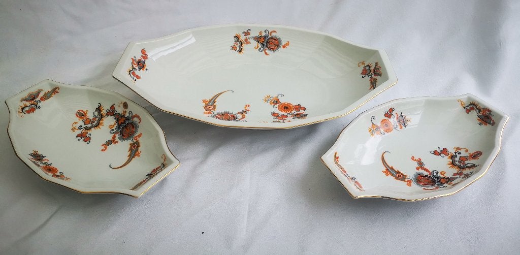 3 Art deco vintage Servies gebakset gebakstel bone china, Antiek en Kunst, Ophalen of Verzenden