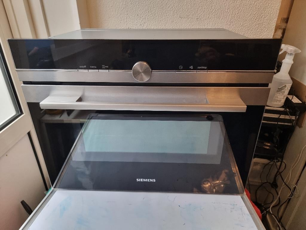 Super Siemens combi oven magnetron model CM633GBS1, Gebruikt, Oven met grill, Inbouw, Hete lucht
