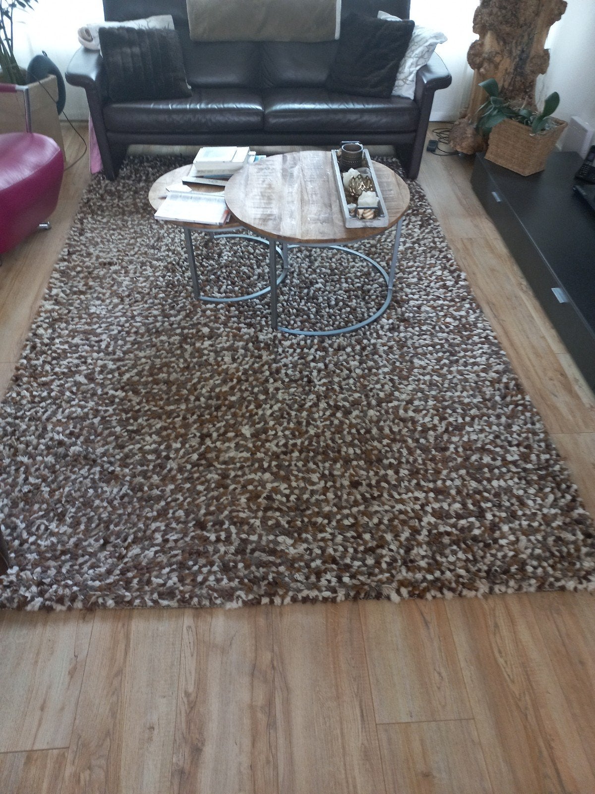 Groot wollen kleed, bruin/wit, 2x3 meter, Ophalen, Gebruikt, 200 cm of meer, 200 cm of meer