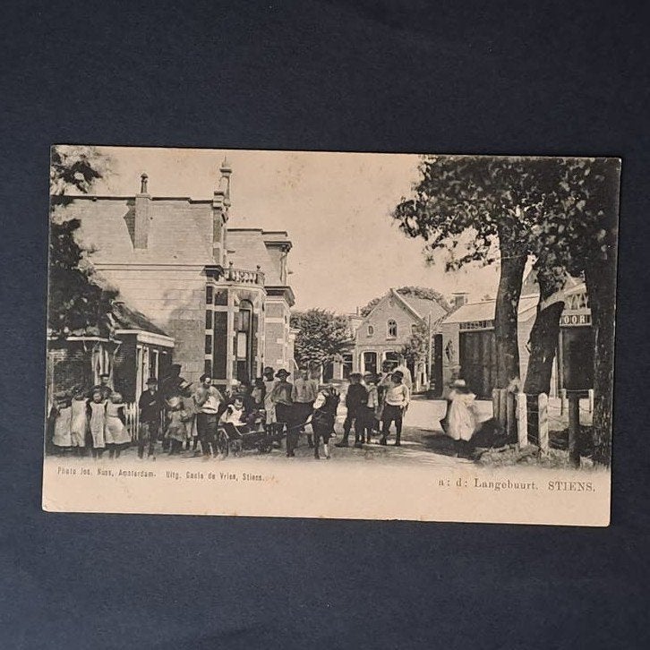 Stiens Friesland Volk op de Langebuurt met Bokkewagen 1905, Verzenden, Voor 1920, Ongelopen, Friesland
