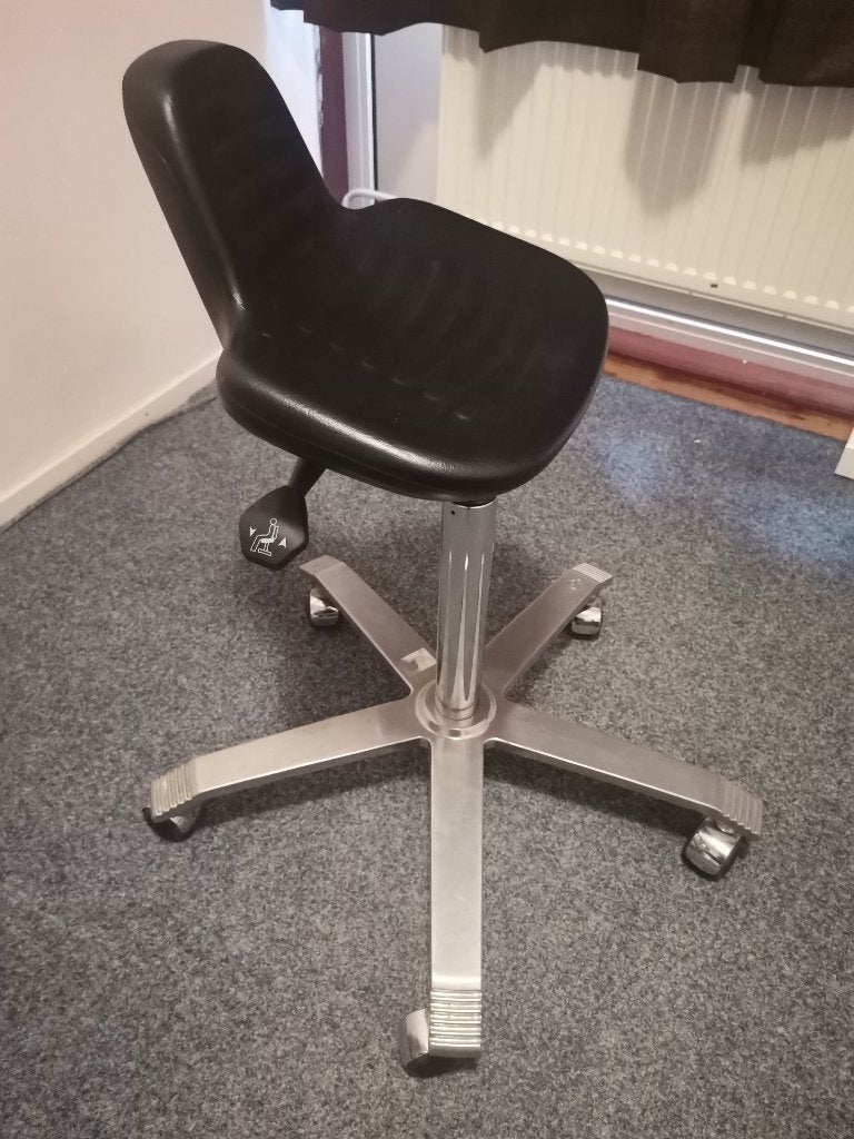 Zadelkruk (kappersstoel), Ophalen, In hoogte verstelbaar, Gebruikt, Staal