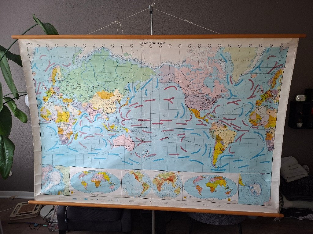 Wereldkaart 220 x 145 cm, Ophalen, Aardrijkskunde