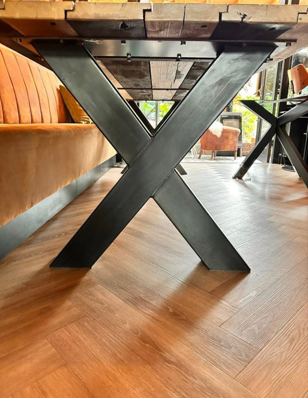 Set van 2 stuks X-kruispoot voor tafel - Metaal, Huis en Inrichting, Tafelonderdelen, Ophalen, Tafelpoot, Gebruikt, 50 tot 100 cm
