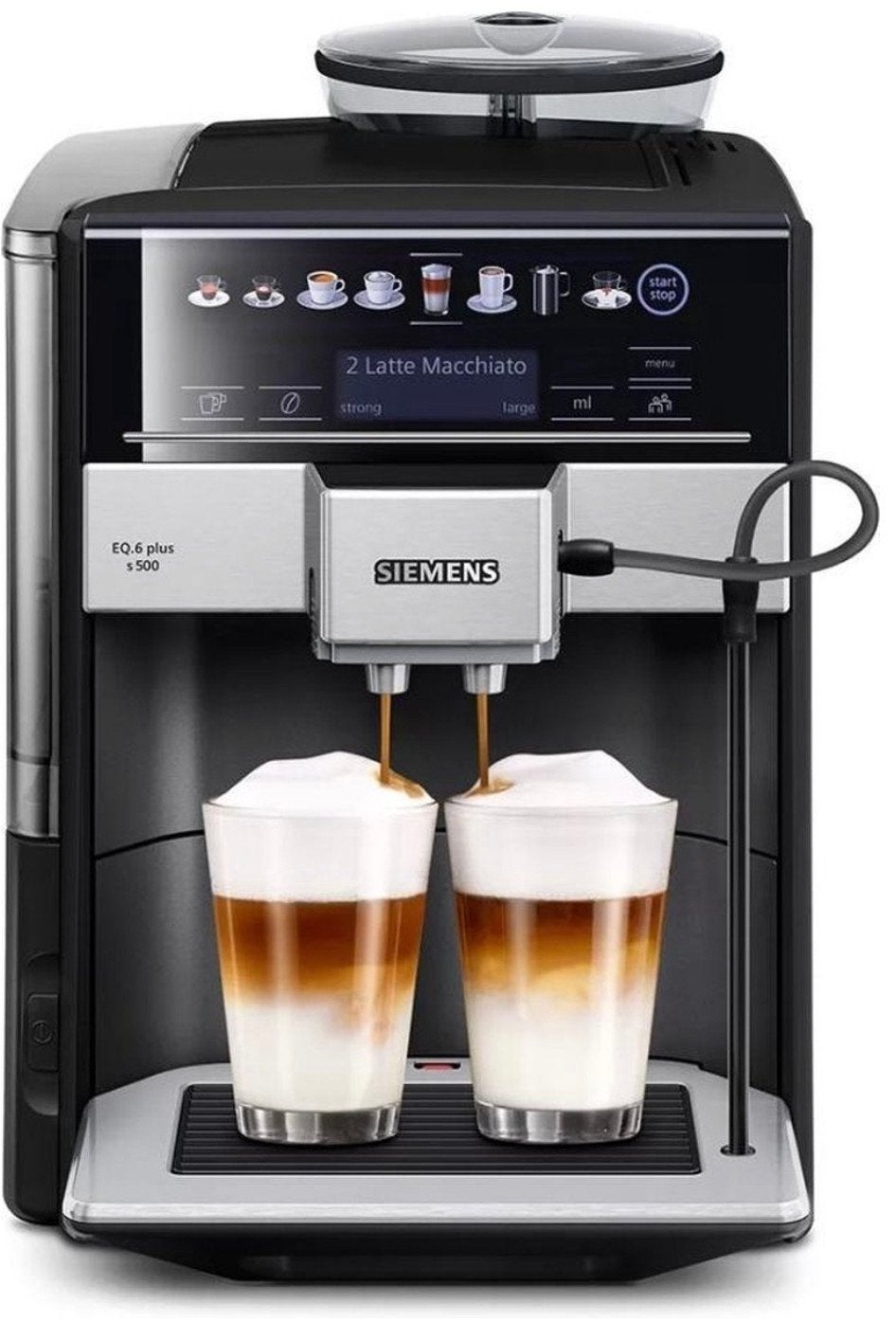 Siemens EQ.6 plus s500 volautomatische espressomachine, Gebruikt, Espresso apparaat, 10 kopjes of meer, Afneembaar waterreservoir