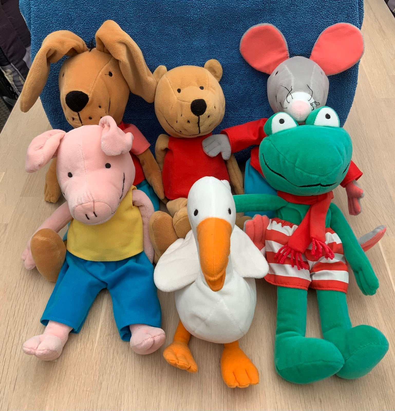 Complete set knuffels kikker en vriendjes. Max Velthuijs, Ophalen of Verzenden, Zo goed als nieuw, Kikker