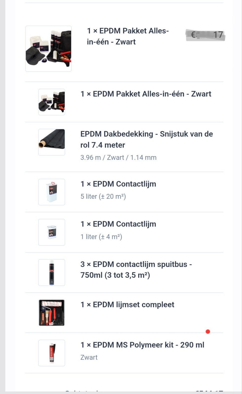 EPDM pakket (dakbedekking) 7,4 m x 3,64 m x 1,14 mm., Doe-het-zelf en Verbouw, Dakpannen en Dakbedekking, Ophalen, Overige materialen