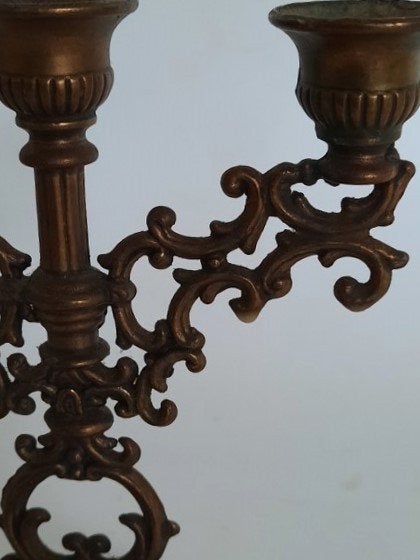 Vintage Italiaanse messing Mini Kandelaar 3-Armig Gada Italy, Ophalen of Verzenden, Zo goed als nieuw, Metaal, Kandelaar