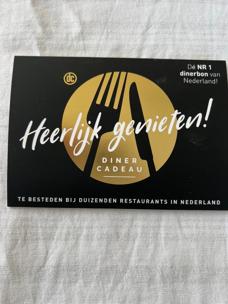 Dinerbon € 150,00, Twee personen, Cadeaubon