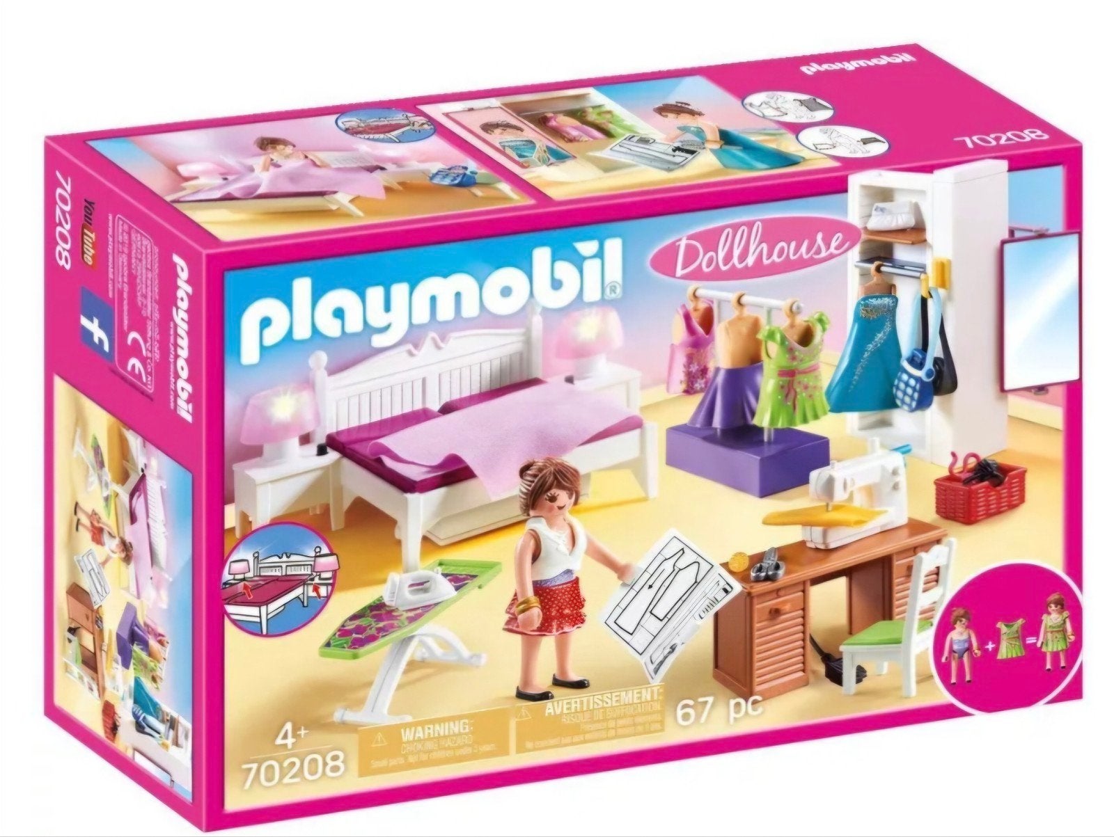 Playmobil Dollhouse Slaapkamer met Naaihoek (70208), Complete set, Overige typen, Nieuw, Ophalen of Verzenden