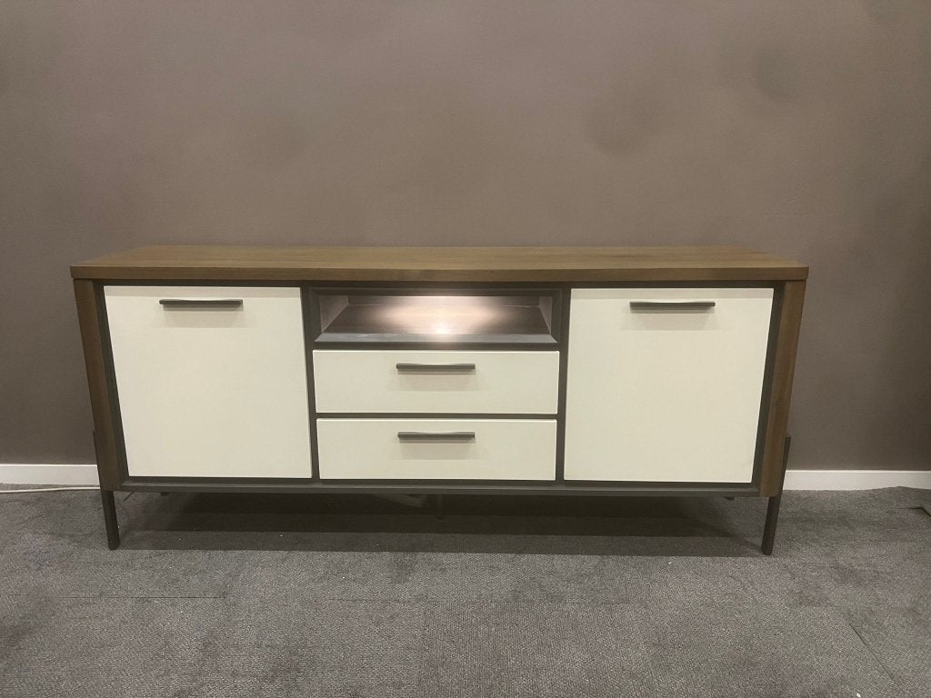 Dressoir Shirley 180 cm met LED-verlichting, Ophalen, Modern, Retro, 1 of 2 laden, 150 tot 200 cm