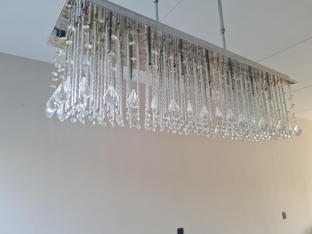 Moderne kristallen plafondlamp, Ophalen, Zo goed als nieuw, Glas, Modern, Kristal, Luxe