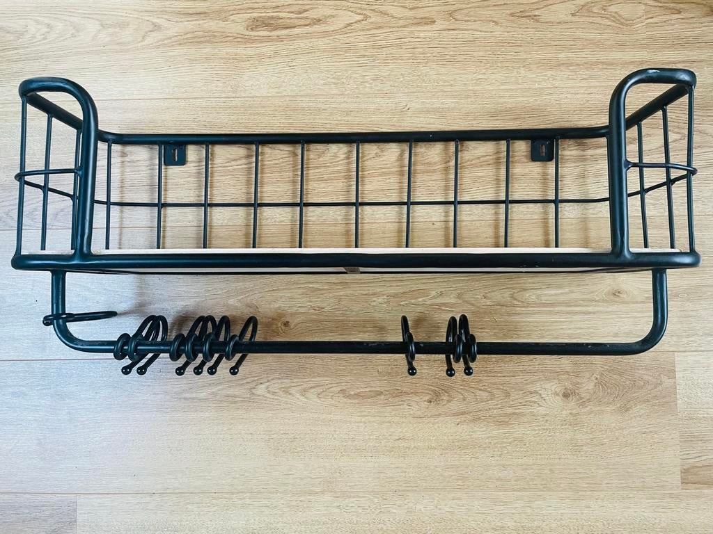 Industriële wandkapstok IKEA met plank en haken, Wandkapstok, Ophalen of Verzenden, Zo goed als nieuw, Minder dan 100 cm