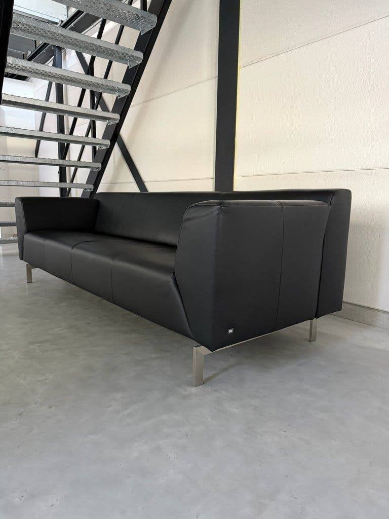 Rolf Benz 318 Linea – Zwart Leder – Absolute topconditie, Ophalen, 75 tot 100 cm, Zo goed als nieuw, Rechte bank