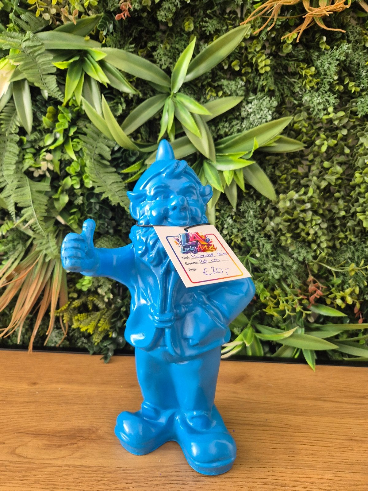 Nieuwe blauwe polyester kabouter - 30cm, Ophalen, Blauw, Nieuw, Kunststof