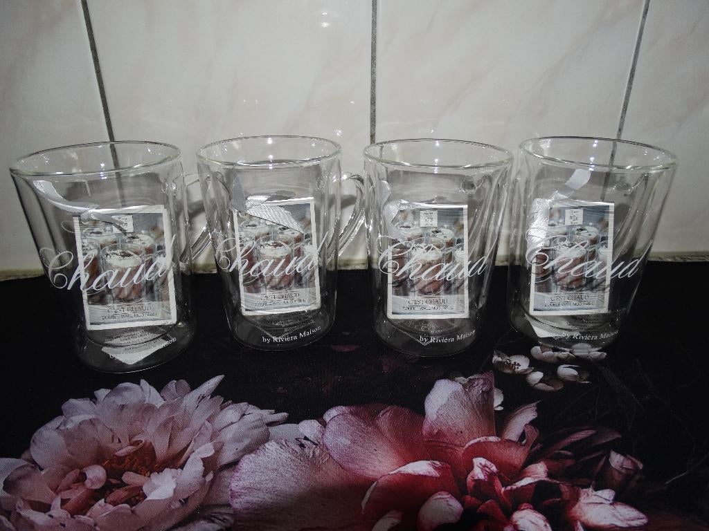 4 Riviera Maison dubbelwandige cappuccino glazen Nieuw, Huis en Inrichting, Keuken | Servies, Glas of Glazen, Nieuw, Ophalen of Verzenden