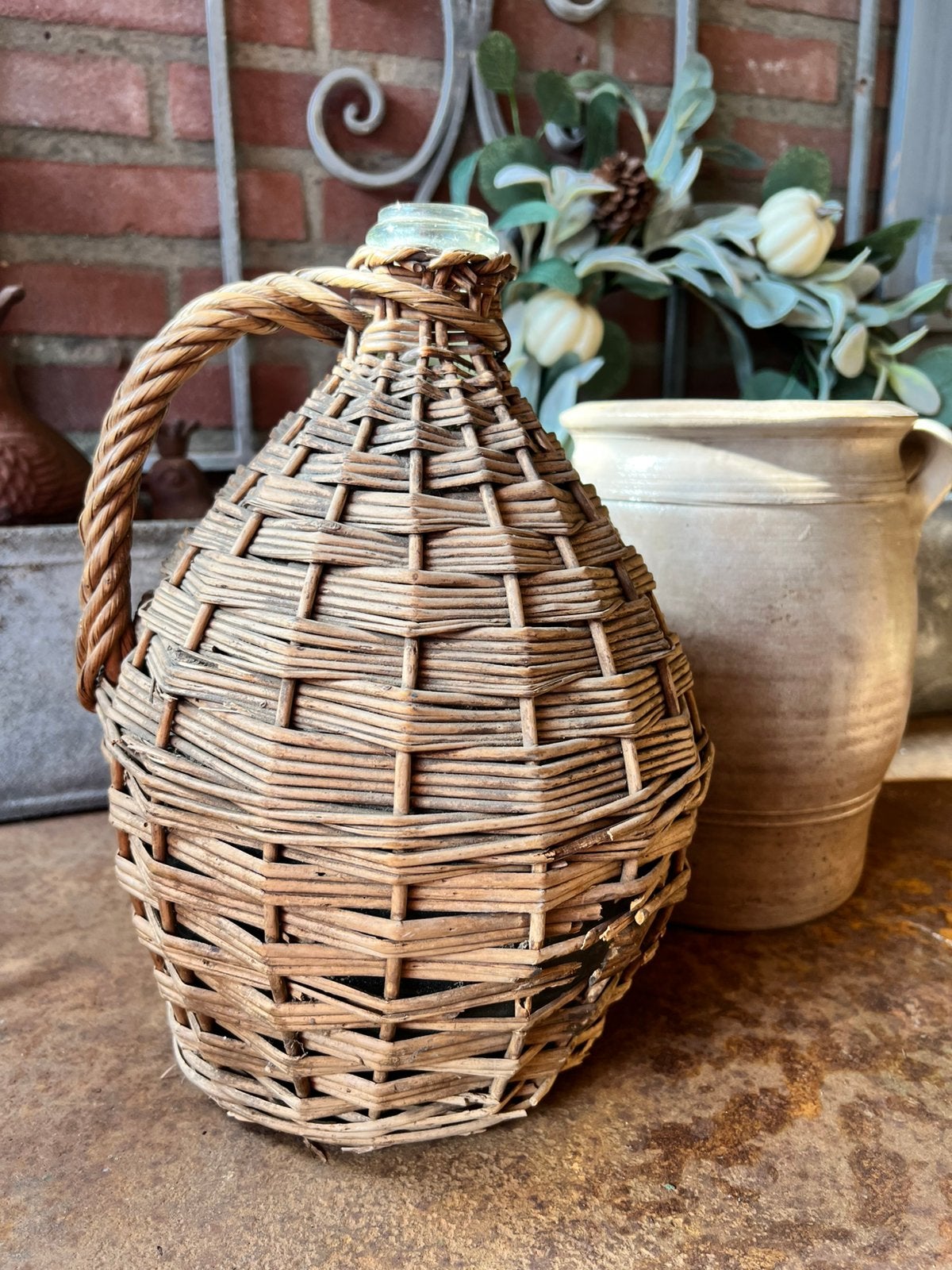 Mandfles, wijnfles in riet, demijohn, Ophalen