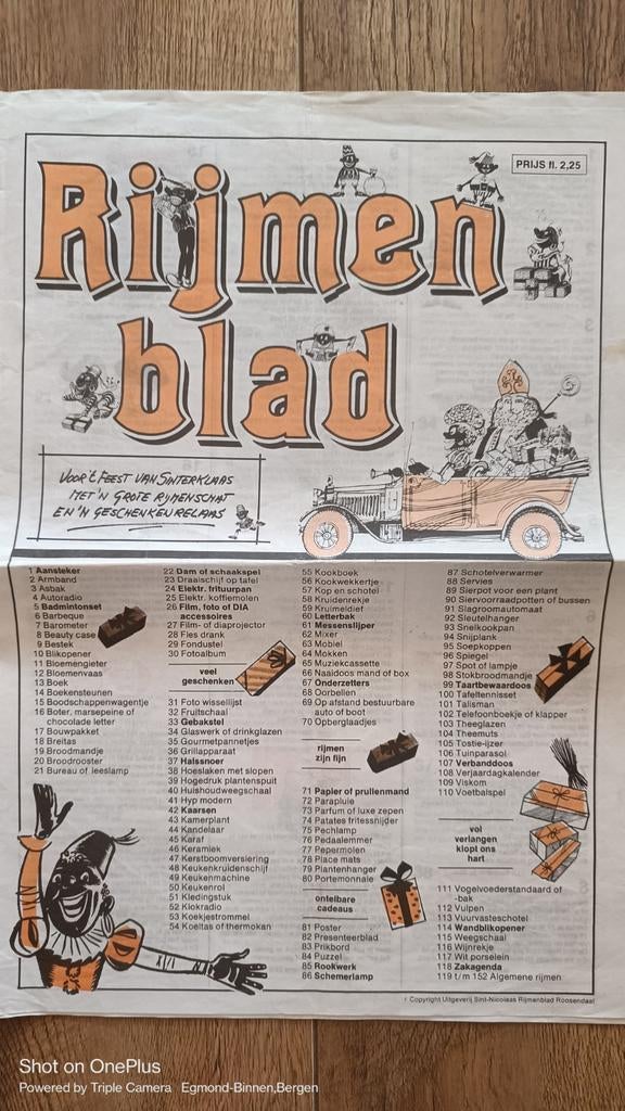 Vintage Rijmenblad Sinterklaas (1970s), Ophalen of Verzenden