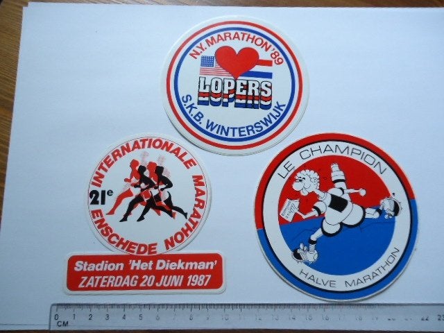 sticker oud Marathon egmond zee enschede winterswijk retro, Verzenden, Zo goed als nieuw, Bedrijf of Vereniging