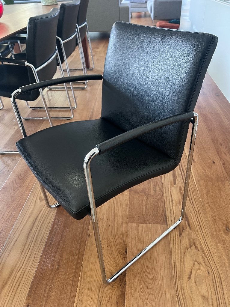 Leolux Talos eetkamerstoelen - set van 8 stuks, Ophalen, Zwart, Design, Leer