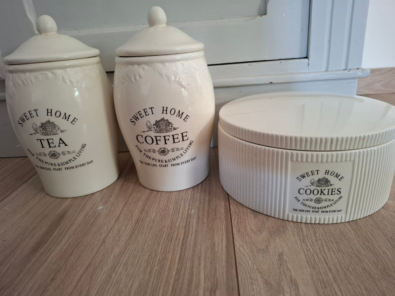 Voorraadpotten set: Koffie, Thee & Koekjes - Sweet Home, Ophalen of Verzenden, Zo goed als nieuw