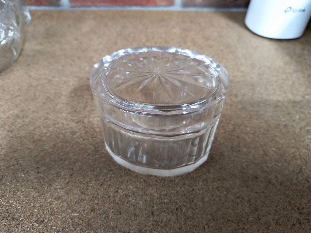 Suikerpot met deksel kristal /glas geslepen vintage brocante, Ophalen of Verzenden