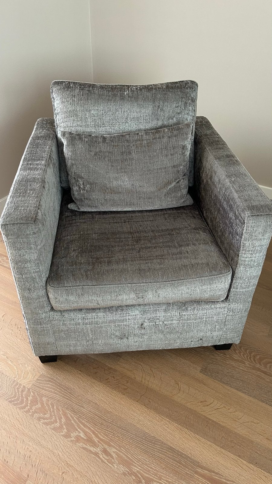 Keijser & Co 1 comfortabele grijze fauteuil, Ophalen, Zo goed als nieuw, Stof, 75 tot 100 cm