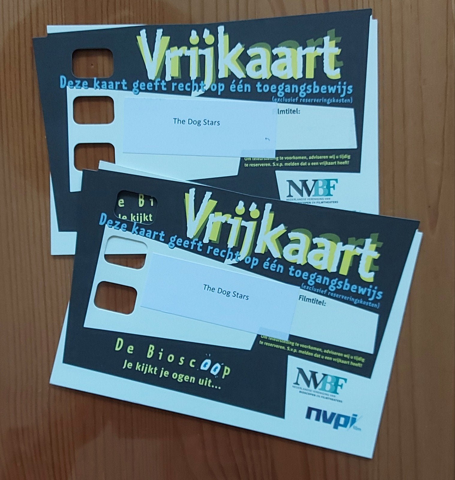 2 filmkaartjes The Dog Stars, Tickets en Kaartjes, Twee personen, Vrijkaartje specifieke film