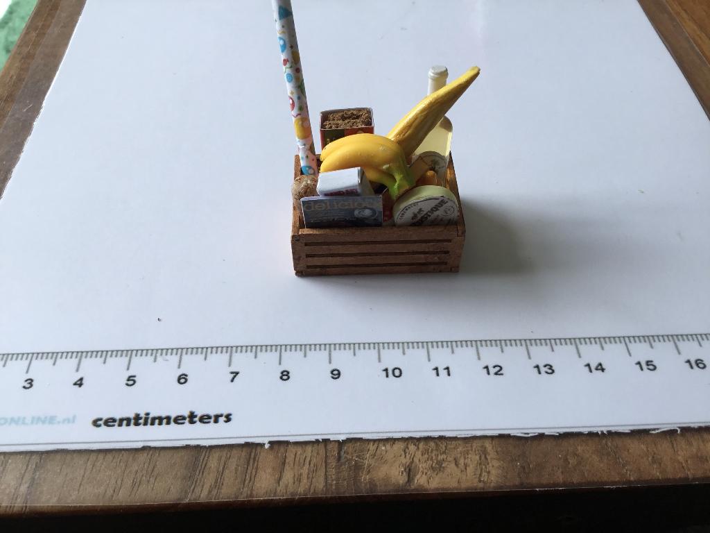 Poppenhuis miniaturen kratje boodschappen  35, Ophalen of Verzenden, Nieuw, Poppenhuis