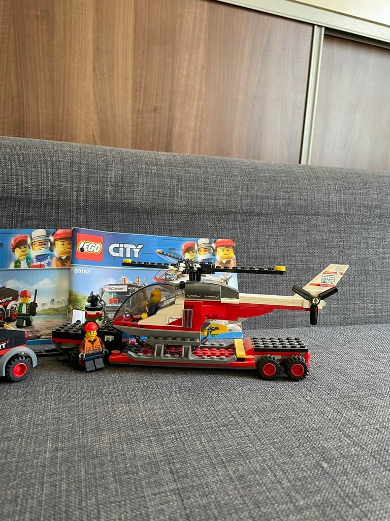 Lego vrachtwagen met trailer en helicopter, Ophalen, Compleet, Lego, Zo goed als nieuw
