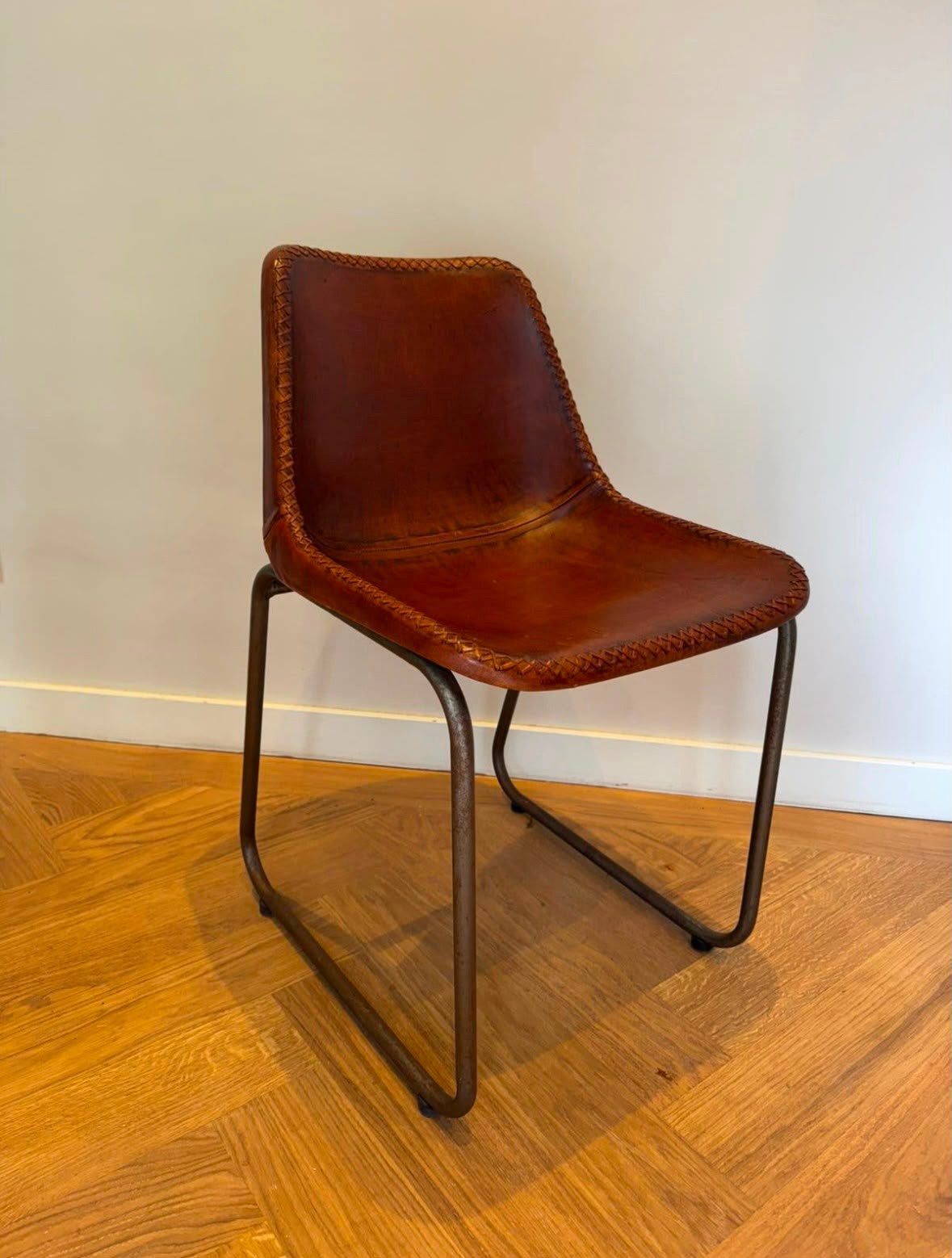 Vintage stoel cognac leer, Ophalen, Gebruikt, Bruin, Leer