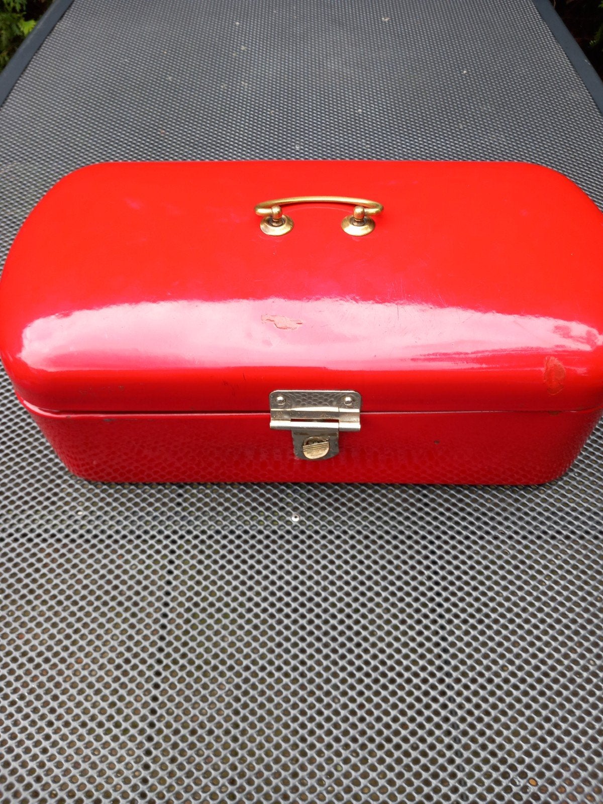 Rood emaille broodtrommel, Ophalen of Verzenden