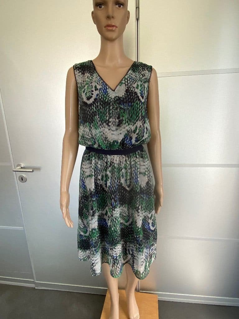 K215 Steps maat 38=M jurk jurkje zomer groen/blauw/grijs/zwa, Kleding | Dames, Maat 38/40 (M), Ophalen of Verzenden, Zo goed als nieuw