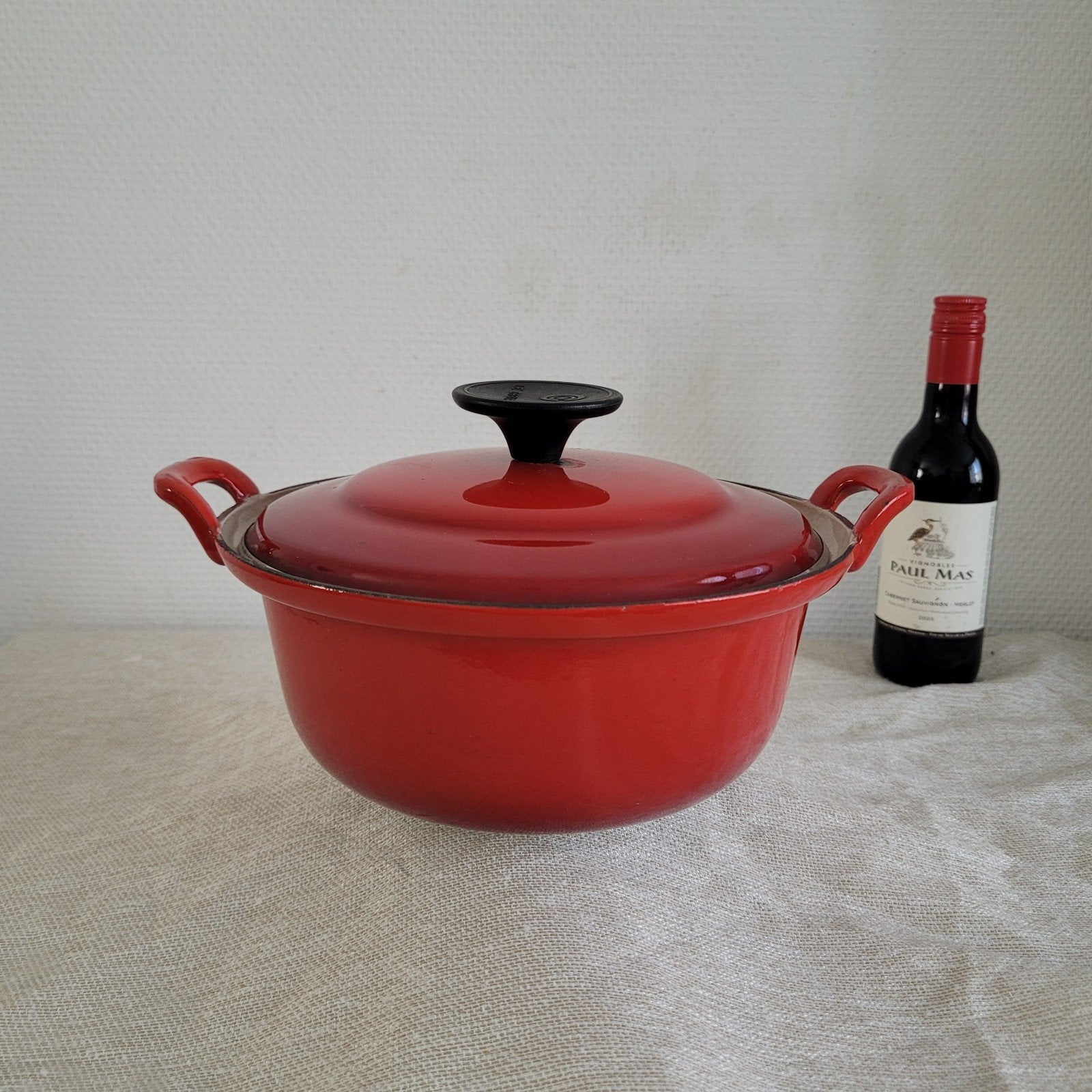 Le creuset gietijzer emaille braadpan, Ophalen of Verzenden, Gebruikt, Gietijzer, Braadpan