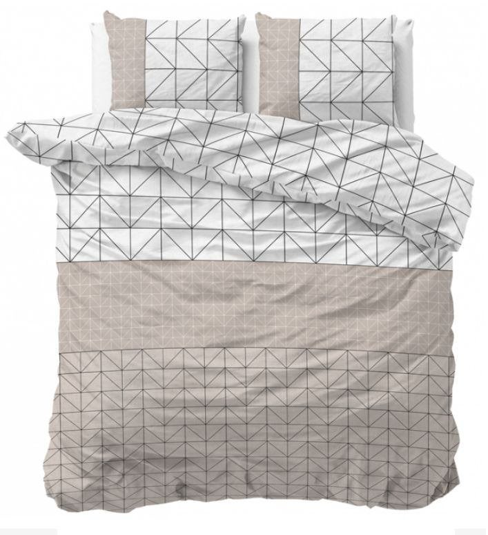 Dekbedovertrek Excellent flanel Liza taupe, 2 persoons, Huis en Inrichting, Slaapkamer | Beddengoed, Bruin, Dekbedovertrek, Tweepersoons
