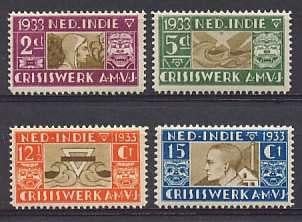Ned-Indie NVPH nr 182/5 ongebruikt AMVJ 1933, Ophalen of Verzenden, Postfris, Nederlands-Indië