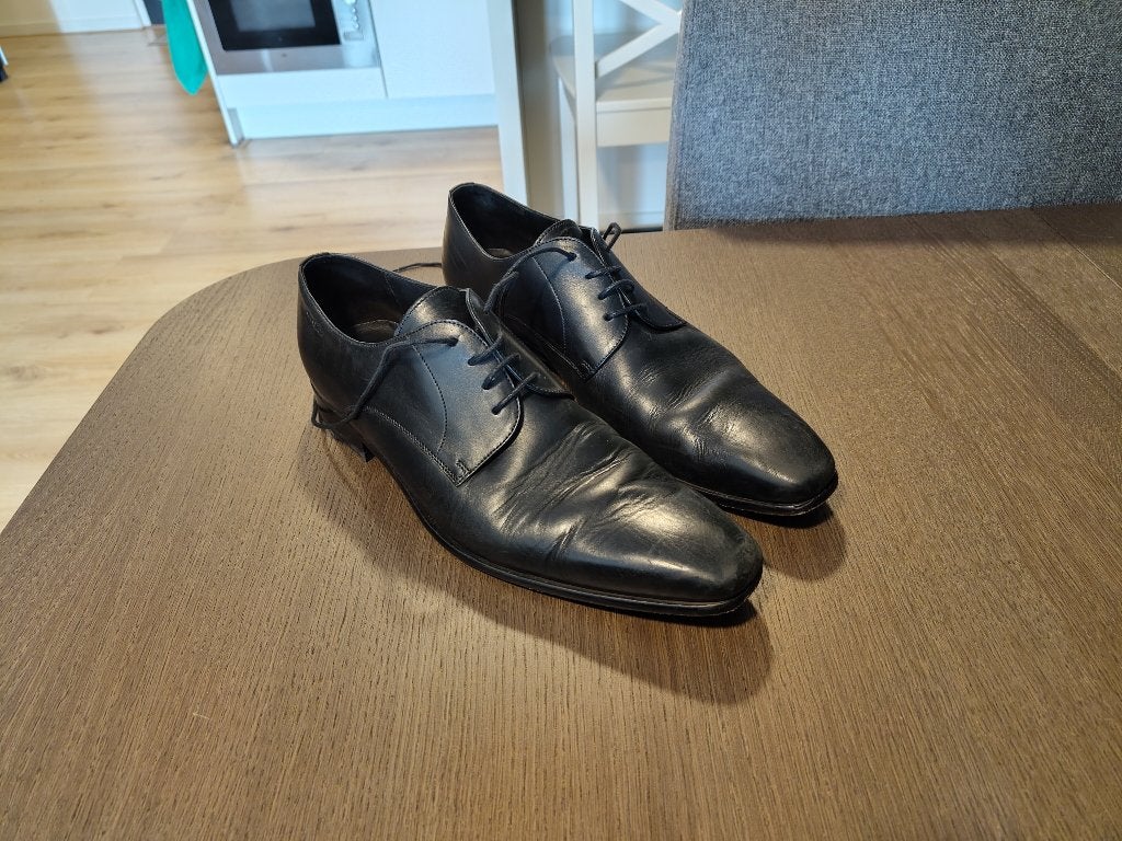 Van Lier nette zwarte leren schoenen maat 45, Ophalen, Zwart, Van Lier, Overige typen