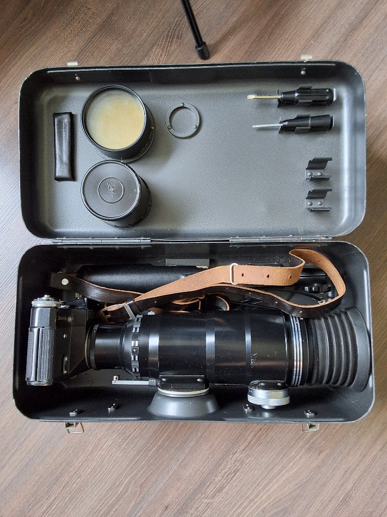 Russische Zenit E Photo Sniper set 1976, Ophalen of Verzenden, Gebruikt, Spiegelreflex, Overige Merken
