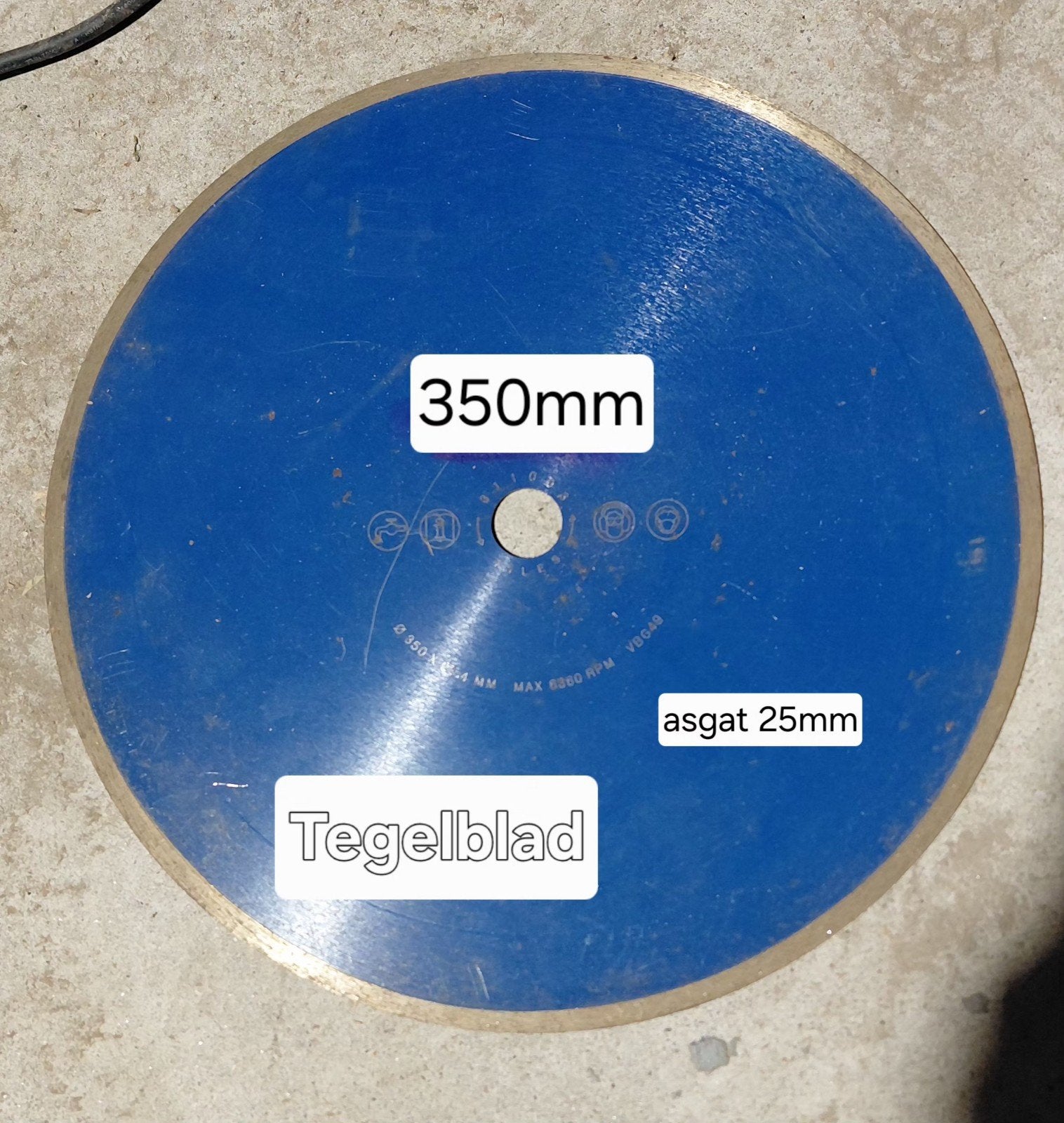 Tegelzaagblad Ø350mm asgat 25mm, Ophalen of Verzenden, Nieuw
