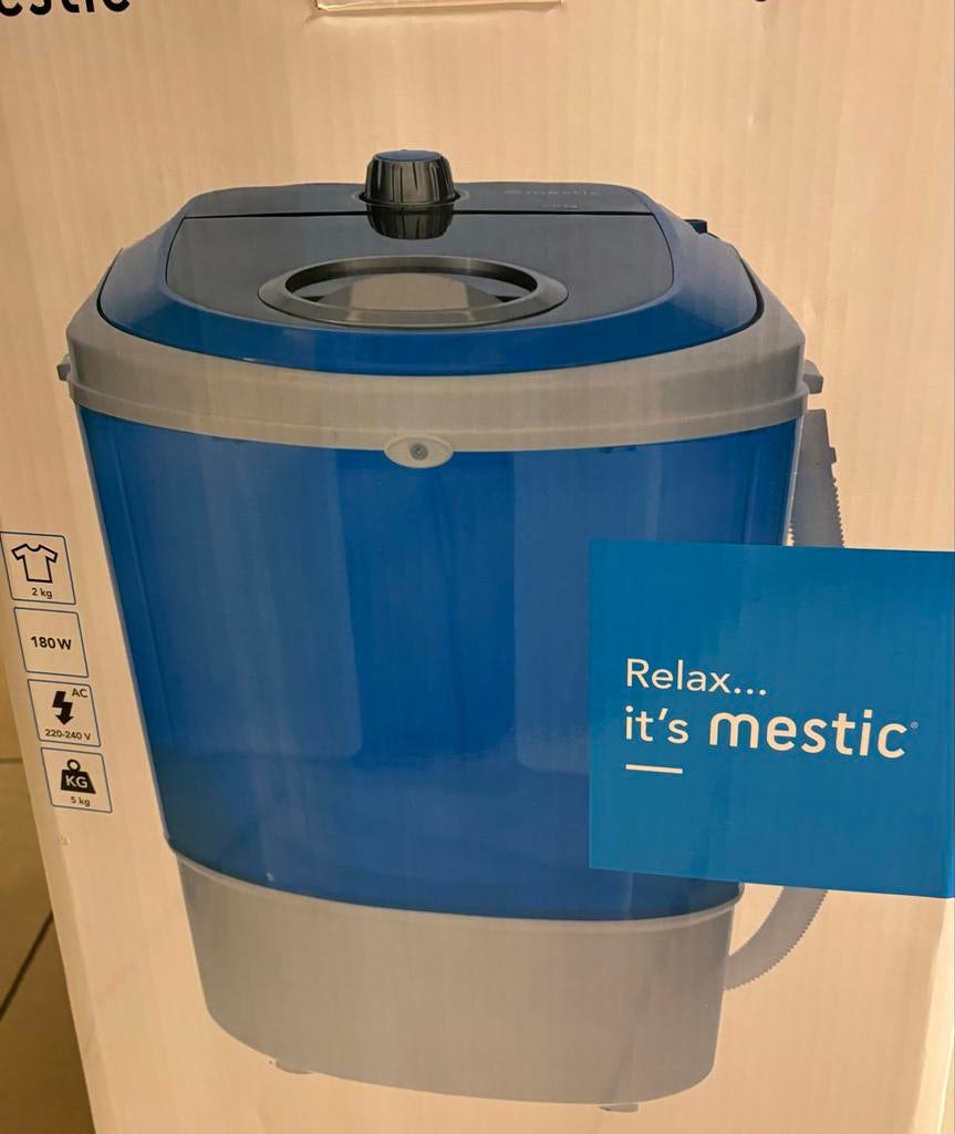 Mestic Mini Wasmachine MW-100 - Compact en Krachtig, Ophalen, Minder dan 1200 toeren, Minder dan 85 cm, Minder dan 4 kg