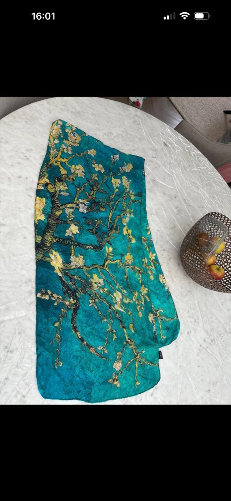 Ars Mundi zijden sjaal - Van Gogh amandelbloesem, Ophalen of Verzenden, Zo goed als nieuw, Sjaal