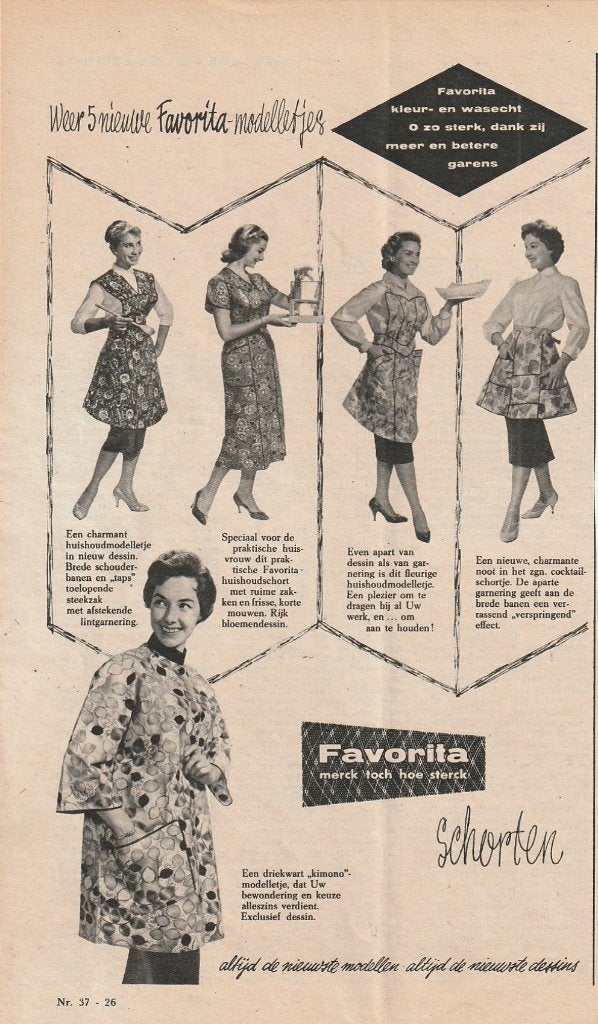 retro reclame 1958 Favorita schorten in 5 stijlen, Verzenden, Overige typen