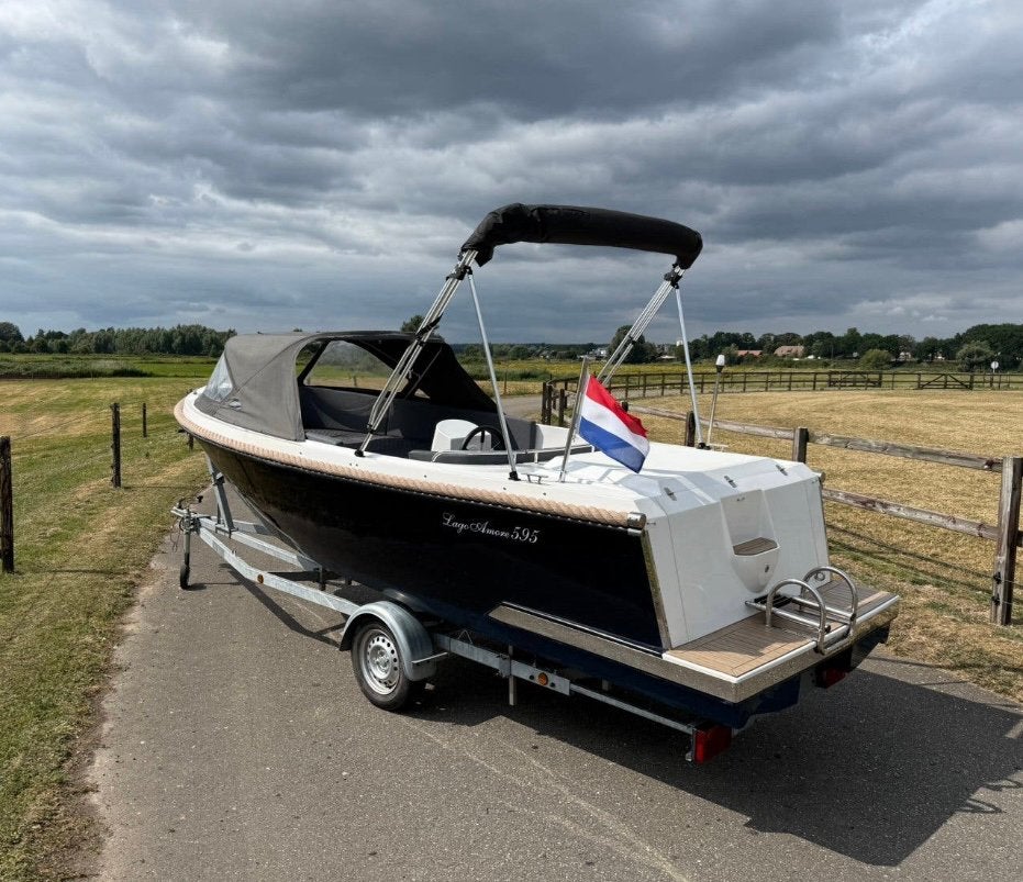 Zeer nette Lago Amore 595 tendersloep + 20 pk 4 takt, Watersport en Boten, Ophalen, Tender, Lago Amore, Biminitop