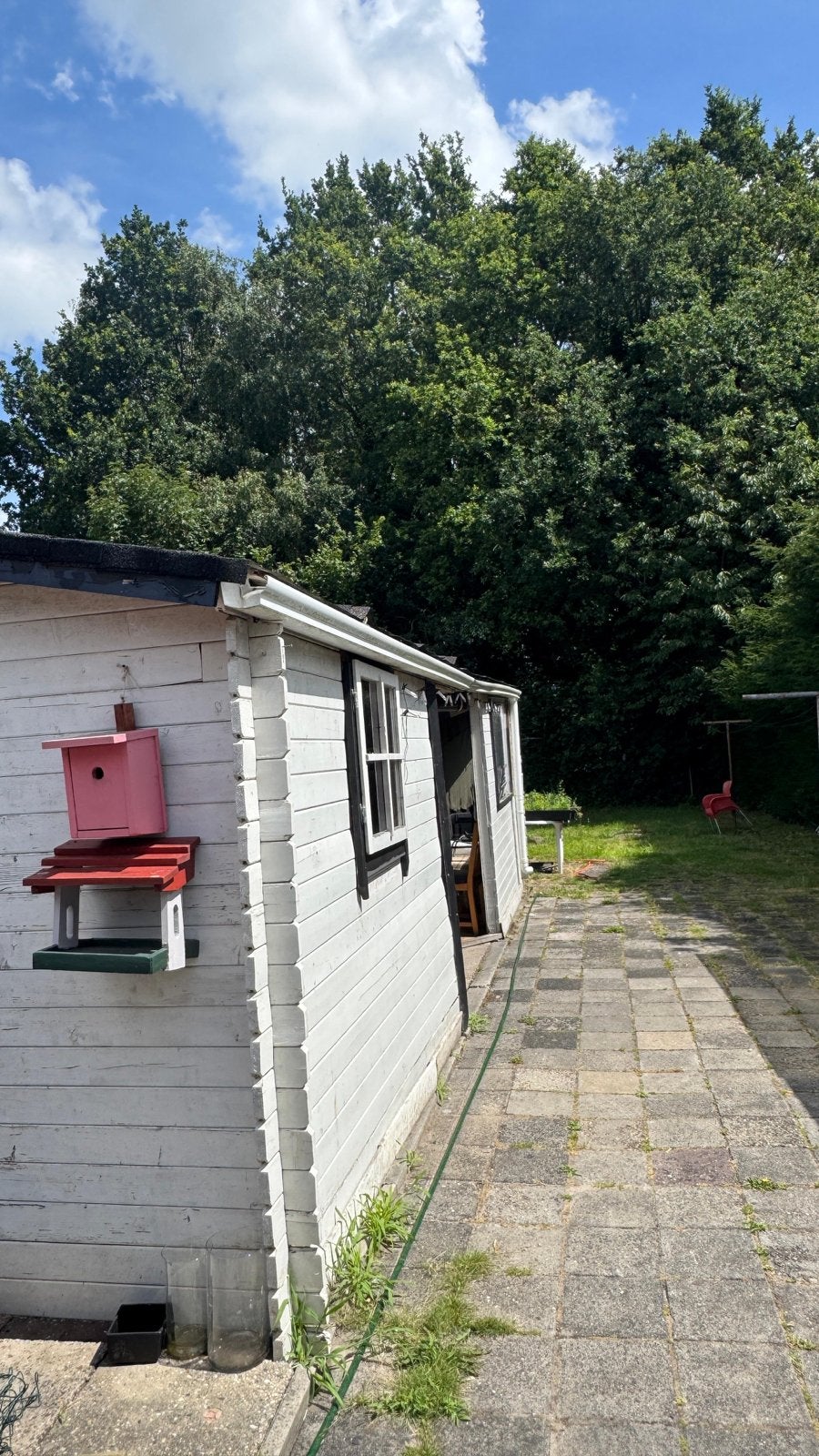 Schuur met twee ruimtes (30 m²) zelf demonteren, Ophalen of Verzenden, Gebruikt, Hout, Overige typen