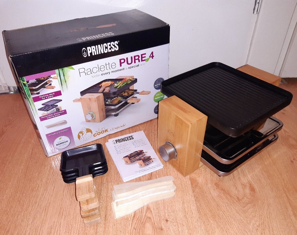 Princess Raclette Pure 4 Gourmetstel, Witgoed en Apparatuur, Ophalen of Verzenden, Zo goed als nieuw, 4 t/m 7 personen
