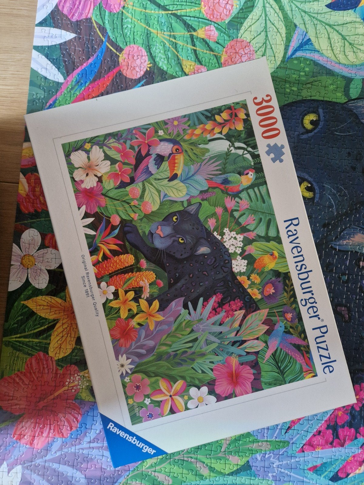 ravensburger 3000 stukjes panter in bloemen, Ophalen, Meer dan 1500 stukjes, Zo goed als nieuw, Legpuzzel