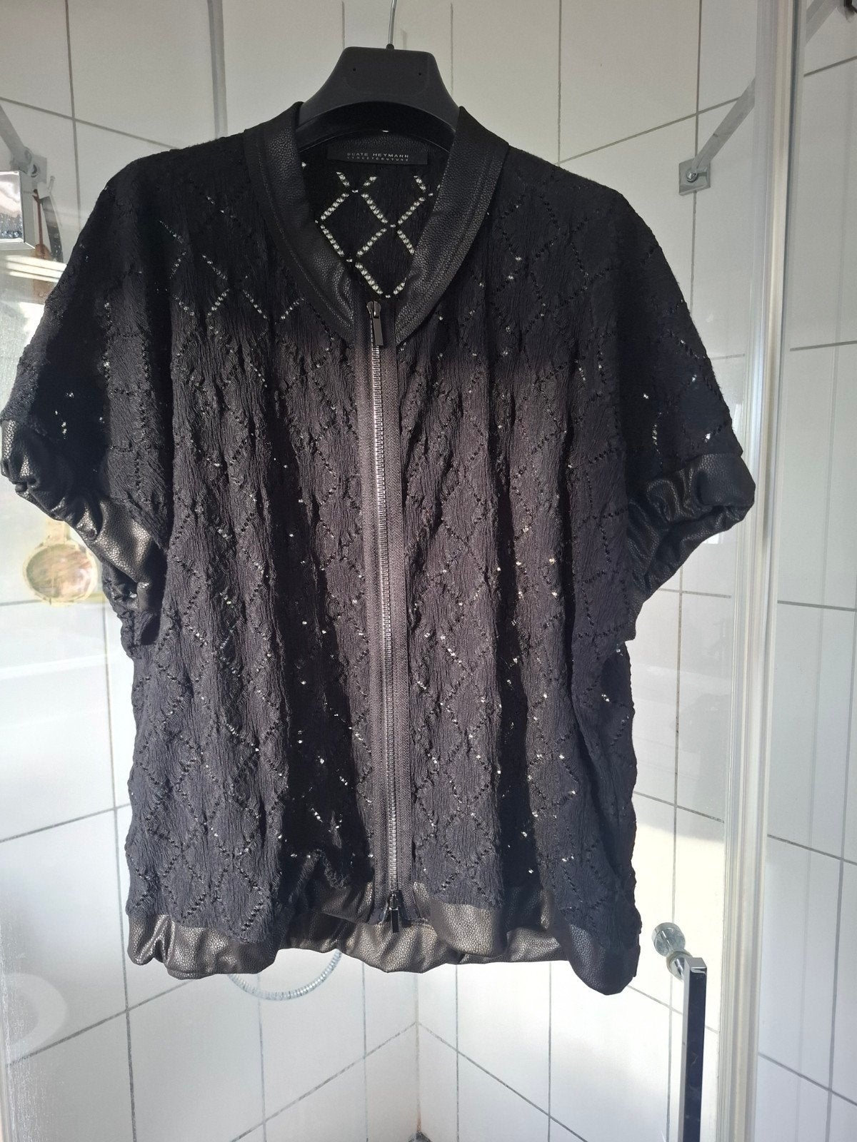 Beate Heymann Kanten Vestje met Leren Accenten - Nieuw, Maat 38/40 (M), Verzenden, Zwart, Nieuw
