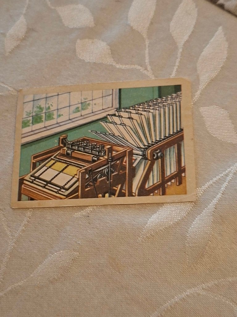 Prentje/Chromo : Zeefdrukmachine/Chocolade Jacques, Gebruikt, Verzenden, 1940 tot 1960, Prent