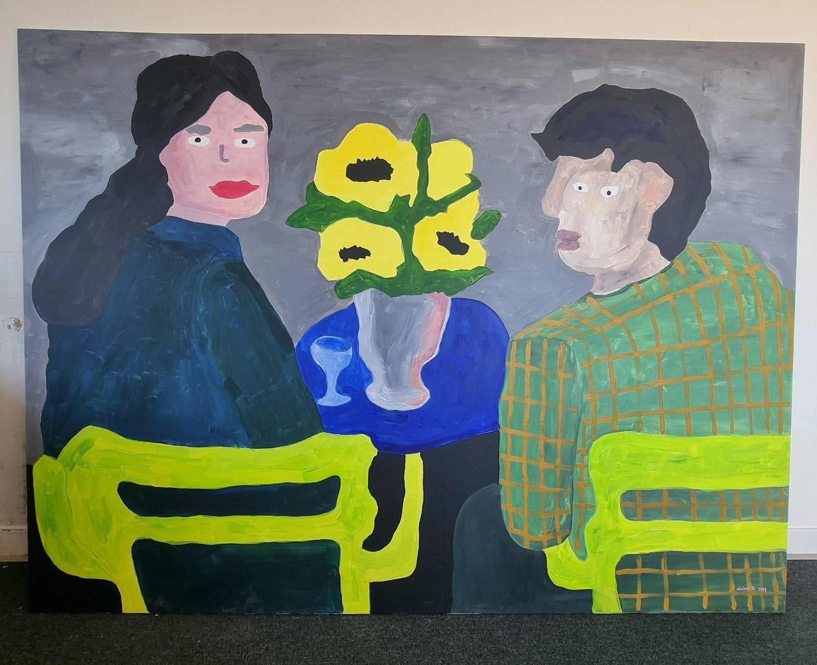XXL schilderij 220x165 cm – acryl op doek | origineel, Ophalen, Handgeschilderd, Textiel, Figuren