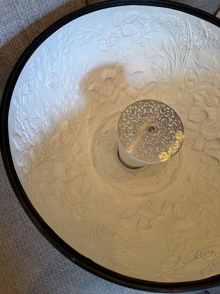 Unieke hanglamp met gipswerk aan binnenzijde (55cm), Ophalen, E27 (groot), Zo goed als nieuw, Modern