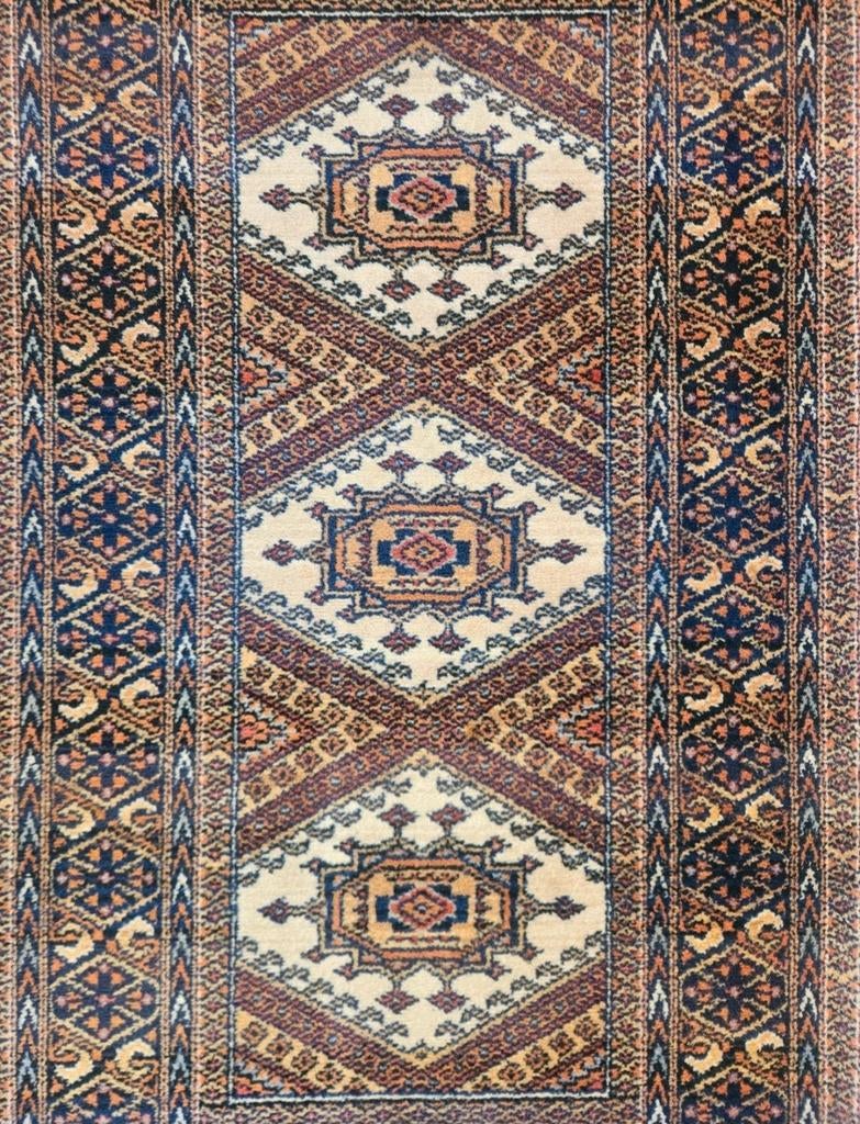 Vintage Perzisch wol Samarkand vloerkleed rood 71x136cm, Gebruikt, 100 tot 150 cm, Oosters, Vintage, Klassiek, Onbekend